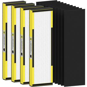 4 Pack FLT4825 HEPA Filter B Replacement Compatible with AC4825 AC4825E AC4300 AC4800 AC4900 AC4850, 4 True HEPA Filters & 6 Activated Carbon Pre-filters