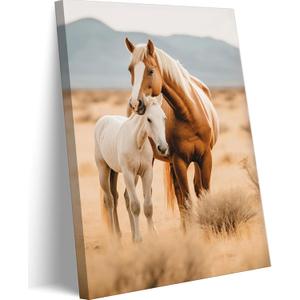 Farmhouse Horse Canvas Wall Art Country Style Colt Wall Decor Pictures Modern Farm West Animal Poster Painting Print for Living Room Bedroom Office Artwork Home Decoration 16x24in Framed