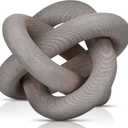 3 Link Wood Knot Decor Rustic Home Dcor Accents Hand Carved Coffee Table Decoration, Boho Chain Link Decoration, Modern Shelf, Rustic Objects for Home Living Room Bedroom(Gray)