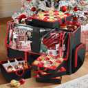 2-in-1 Christmas Ornament Storage Box, Christmas Storage Containers Organizer Bag with Dividers - Fits Xmas Holiday Ornaments Figurines and Pockets for Decoration (Black)