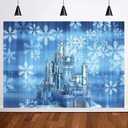 7X5FT Christmas Photography Background Winter Wonderland Blue Snow Flower Castle Wedding Party Girl's Birthday Decoration Banner Photo Backdrop Props