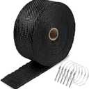 NEZUIBAN 2" x 50FT Exhaust Heat Wrap, 1400F High Temp Fiberglass Header Wrap Heat Shield Tape with 12 Stainless Steel 304 Locking Ties for Motorcycle & Automotive