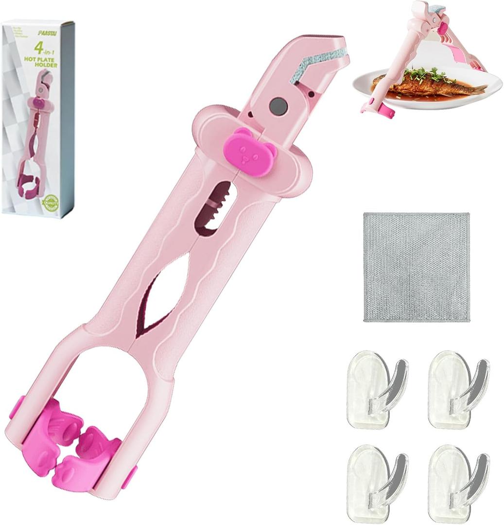 2 x Multi-Function Anti-Scald Bowl Clip,Non-Slip Heat Resistant Silicone Bowl Gripper, Multi-purpose Anti-Scald Bowl Holder Clip, Hot Plates Gripper Lifters Tongs(Pink)