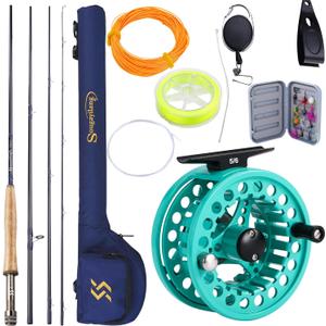 Sougayilang 5/6 Weight 9ft Fly Rod, 4-Piece Graphite Rod, Die Cast Aluminum Reel, Carrying Case, Fly Box & Fishing Flies Combo Starter Kit