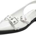 Greatonu Women's Slingback Flats for Women Ballerina Shoes Studs Buckle Flat Shoes Cross Strap Closed Toe Sandals Pointed Toe Ballet Flats Casual Party Dressy Shoes (8)
