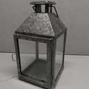 Medium Galvanized Metal Candle Holder Lantern for Indoor and Outdoor Use, Rustic Decorative Lantern with Handle for Candles or LED Lights