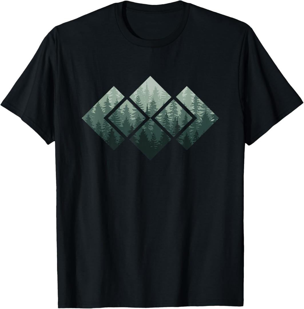 Mountain Nature Forest Outdoor Gifts Unisex-Adults, Unisex-Kids Vintage Nature Wildlife T-Shirt - Black, Small, Short Sleeve