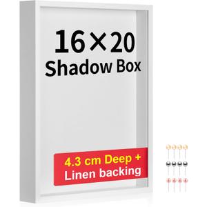 16x20 Large Shadow Box Frame with Thickened Acrylic Panel & Pins