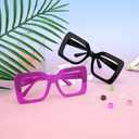 VOOGLAM Oversize Square Non Prescription Glasses for Women Blue Light & UV400 Blocking Black Acetate Computer/Phones/TV