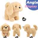 Hopearl Walking Dog Golden Retriever Interactive Electronic Pet Plush Toy Puppy Woof and Moving Animated Nodding Head Gifts for Toddlers Birthday, Brown, 7''