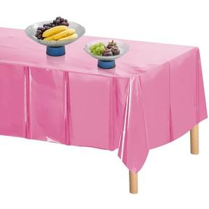 Pack of 3 Quhora Shiny Foil Disposable Plastic Tablecloths for Rectangle Tables - Pack of 2 | 54x108 inches - Perfect for Parties, Events, and Weddings, Indoor and Outdoor Use - Pink