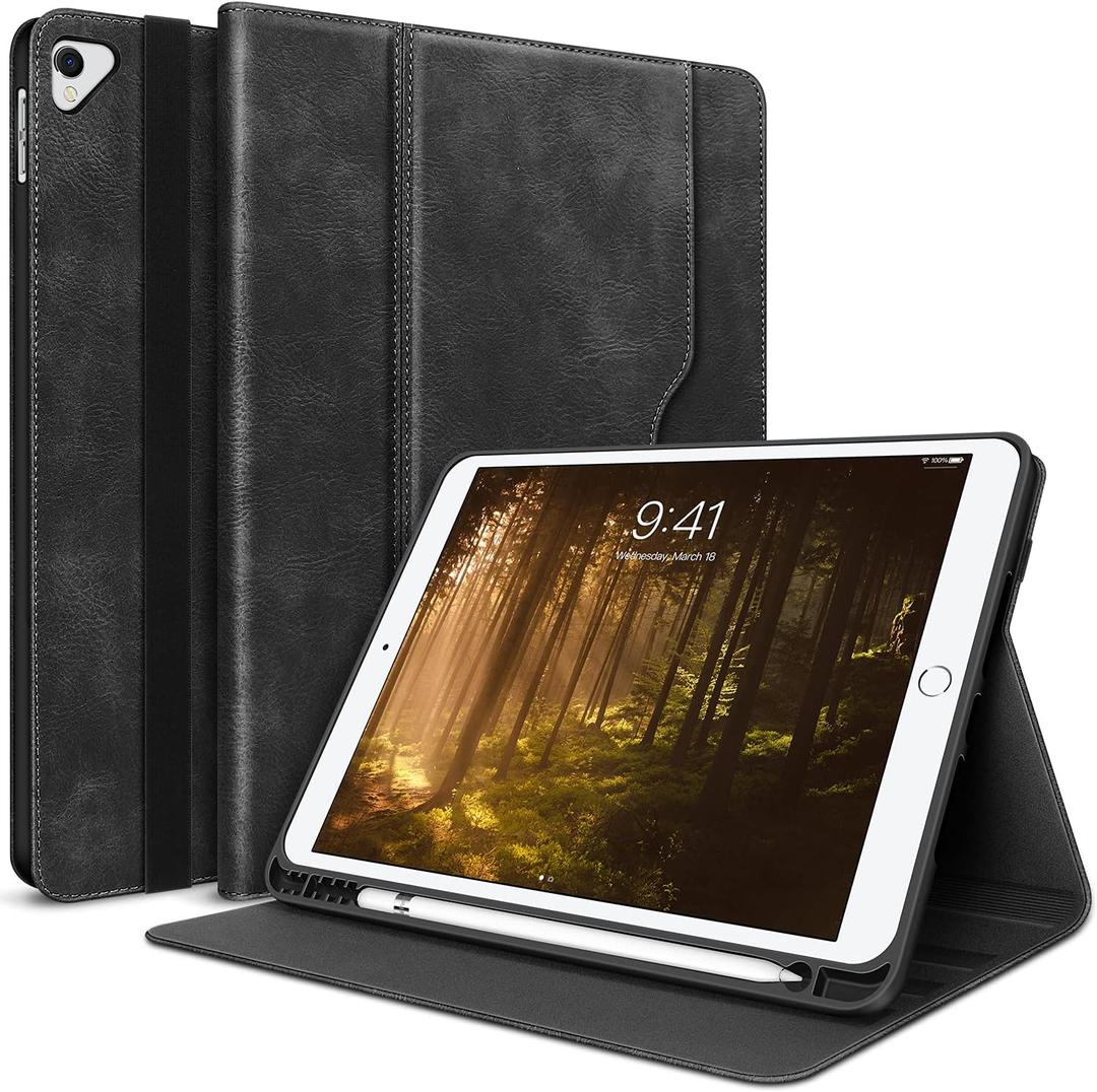 H HOLIMET Case for iPad 9th Generation (2021) iPad 8th/7th Generation2020/2019 with Pencil Holder Multi-Angle Stand PU Leather Shockproof Cover with Pocket Strap Auto Wake/Sleep (Black)