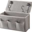 Bedside Caddy/Bedside Storage Organizer Hanging Bag with Three Options,Suitable for home beds, sofas, and dormitory beds can hold magazines, books, phones, iPads, remote controls. (Gray)