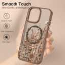 DOMAVER for iPhone 15 Pro Case, Magnetic Phone Case for iPhone 15 Pro [Compatible with MagSafe] Slim Fit Flowers Floral Design Shockproof Protective Bumper Women Men Girls Cover- Brown