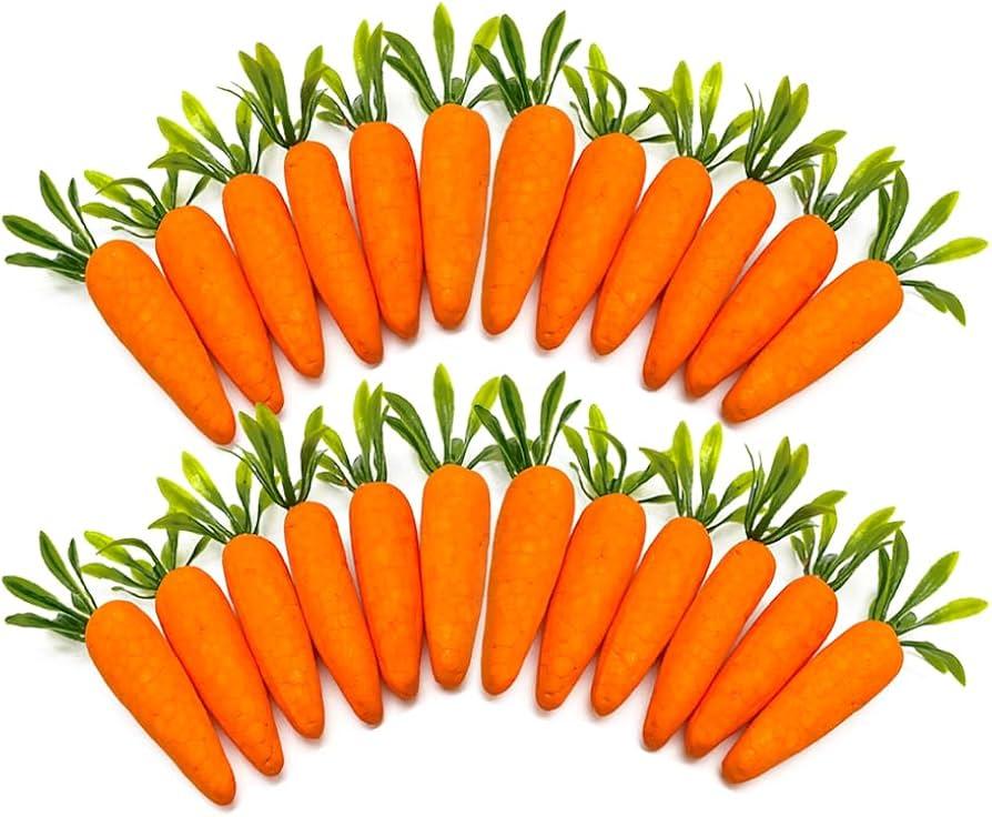 Art&Beauty 24pcs Artificial Carrots Mini Simulation Carrots Realistic Fake Carrot Lifelike Simulation Vegetables for Home Farm Party Table DIY Crafts Decorations