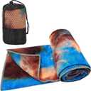 Yuilgdo Yoga Towels, Non Slip Hot Yoga Mat Towel with Grip Dots,Super-Absorbent Soft Microfiber Yoga Blanket for Pilates, Fitness and Workout 72inch x 24inch (Coffee+blue)