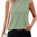 ZESICA Women's Summer Going Out Tops Sleeveless Crewneck Pleated Tank Top | Basic Solid Color Loose Shirts, Soft Breathable, Casual Business Work Office Outfits, 2026 Boho Fashion Trendy Clothes (L)