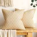 MIULEE Pack of 2 Decorative Burlap Linen Throw Pillow Covers Modern Farmhouse Pillowcase Rustic Woven Textured Cushion Cover for Sofa Couch Bed 16x16 Inch Light Coffee (16" x 16" (Pack of 2))
