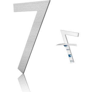 3 Inch Modern House Numbers, Brushed Silver Mailbox Number,Stainless Steel Material,Self-Adhesive Number Door Numbers for Apartments Office (7)