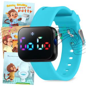 Potty Training Watch for Kids V2  A Water Resistant Potty Reminder Device for Boys & Girls to Train Your Toddler with Fun/Musical & Vibration Interval Reminder with Potty Training eBook (Sky)