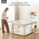 Baby Playpen, Pre-Assembled Foldable Playpen with Walk-in Door, 55" x 79" Large Baby Play Yard for Babies & Toddlers, Portable Indoor Fence Play Area, Breathable Mesh