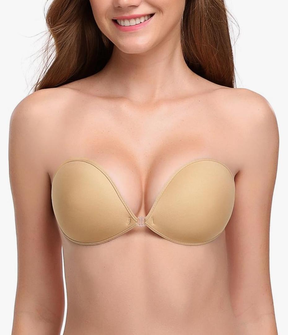 Adhesive Bra Reusable Strapless Self Silicone Push-up Invisible Sticky Bras for Backless Dress 34B