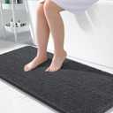 OLANLY Bathroom Rugs 50x30, Extra Soft Absorbent Chenille Bath Rugs, Rubber Backing Quick Dry, Machine Washable Bath Mats for Bathroom Floor, Tub and Shower, Home Decor Accessories, Dark Grey