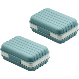 2 Pack Travel Soap Case Holder,Portable Soap Box with Draining Layer for Shower,Bathroom,Camping,Hiking,Gym