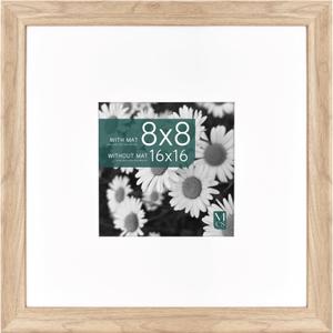 MCS Studio Gallery Classic 16x16 Picture Frame Natural Woodgrain Engineered Wood, Vertical & Horizontal Wall Hanging Large Picture Frame for Photos, Posters & Art Prints (1-Pack), 8x8