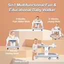 5-in-1 Baby Walker with Wheels Foldable Height-Adjustable Walker for Baby Boy 6-12 Months with Feeding Tray Multi-Functional Activity Center (Grey)
