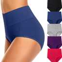 OLIKEME High Waisted Underwear for Women Tummy Control Cotton Panties Postpartum Ladies Briefs Multipack (Large, Multicolora-5pack)