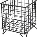 Wire Storage Basket, Desktop Mini Metal Wire Storage Organizer Metal Baskets for Shelves Decorative Bins Countertop Organizer for Laundry, Garage, Refridge Black