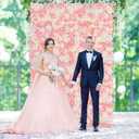 Rose Flower Wall Backdrop Panel - Rose Artificial Flower Wall Backdrops Floral Baby Shower Wedding Background DIYers Event Centerpieces (5ftx7.5ft, Pink&White)