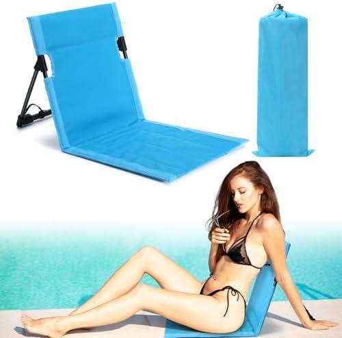 Karenhi 1 Pcs Foldable Poolside Chairs Portable Beach Chair ​Folding Poolside Chairs for Edge of Pool for Adults Traveling Camping Picnic Lawn Accessories (Light Blue)