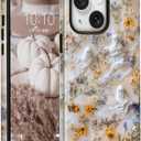 Mainrenka Halloween Skull Cases for iPhone 15, Cute Kawaii Aesthetic Trendy Stylish Floral Ghost Phone Cover Protective Shockproof Phone Case