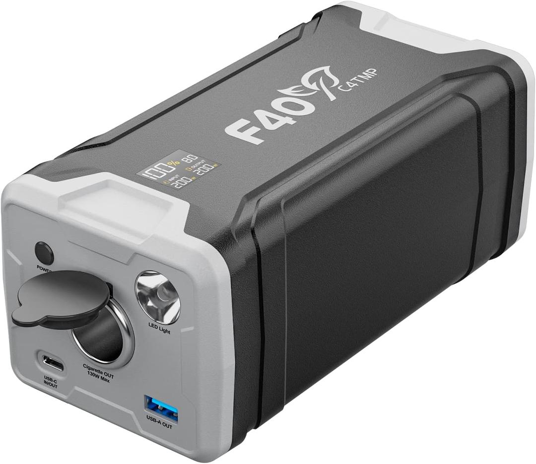 F40C4TMP Portable Power Station, 220Wh Backup Battery for Portable Refrigerator, External Supply Compatible with Most Car Freezers On The Market(Including The CRPRO Series)