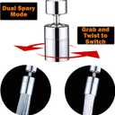 TOTOMO Kitchen Sink Faucet Aerator (Solid Brass) 2 Spray-mode (Shower&Bubble Stream) 360 Swivel Booster Sprayer adapter Water Saving Head attachment replacement - Brushed Nickel