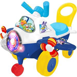 Kiddieland: Activity Plane: Donald Duck - Disney Light & Sound Foot-to-Floor Vehicle, Interactive Dashboard, Propellers, Parent Handle, Toddlers 12mo+