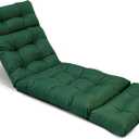 Pool Chaise Lounge Cushions Outdoor Waterproof Tufted Lounge Chair Cushion with Ties Dark Green Folding Lounge Chair Cushion for Lawn Pool Beach Resort Hotel,75x24x3.9in (74.8x23.6x3.9in)