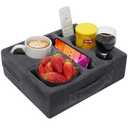 G GOOD GAIN Couch Cup Holder Pillow-Sofa Cup Holder Cozy Buddy | Bed Drink Caddy Holds Tablet, Remote, Snacks | Waterproof Anti-Spill Sofa Beverage Tray for Car, Park, Beach, Picnic, Boat, RV(Grey)