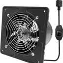 POWERENG 8 Inch Exhaust Fan,530CFM Kitchen Exhaust Fan with Speed Controller,110V 80W Wall Mounted Vent Fans with Damper for Shop, Smoking Room, Industrial Ventilation Use (8-inch Black)