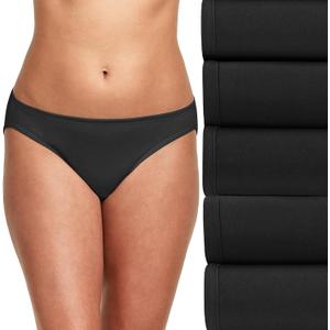 Hanes women's 5-pack Ultimate Comfort soft Stretch Bikini Panty (4, Black)