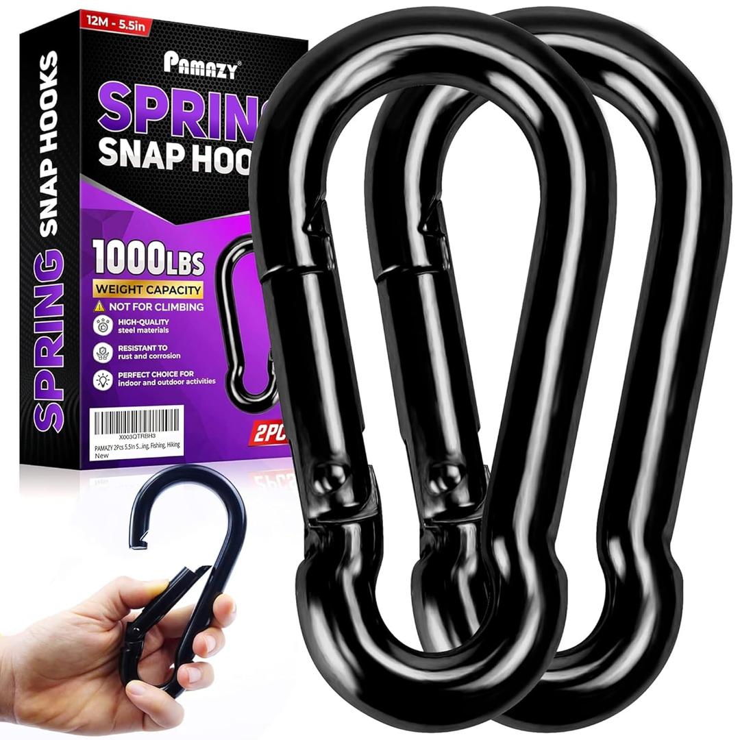 2Pcs 5.5In Spring Snap Hooks 1000LBS Capacity, Utility Hook Clip, Heavy Duty Rope Connector, Quick Link Snap Hooks for Indoor & Outdoor, Hanging, Camping, Fishing