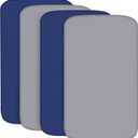 BIloban Pack n Play Sheets 4 Pack, Portable Playard | Mini Crib Sheets, Ultra Soft Microfiber Pack and Play Sheet, Preshrunk, Navy and Light Grey