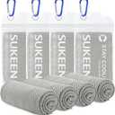 Sukeen [4 Pack] Cooling Towel (40"x12"),Ice Towel,Soft Breathable Chilly Towel,Microfiber Towel for Yoga,Sport,Running,Gym,Workout,Camping,Fitness,Workout & More Activities (Light Grey)