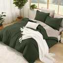 Litanika Comforter King Size Set Olive - 7 Pieces Bed in a Bag King Beddding Comforter Sets, Plain Lightweight Bed Set with Comforter, Sheets, Pillowcases & Shams