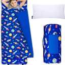 'Wildkin Kids Original Nap Mat Cozy Kids Sleep Mat with Pillow, Ideal for School & Travel - Out of This World, 50 x 20 x 1.5''