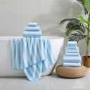 12 Pcs Blue White Diamond Towel Set-4 Bath Towels,4 Hand Towels,4 Washcloths Soft Polyester Towels with Loop Absorbent Shower Towel Quick Dry Beach Chair Towel Family Towels for Bathroom Spa Gym Pool