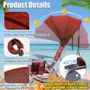 DaisyInner 1 Pcs Beach Chair Umbrella Canopy Extra Large Foldable Chair Sun Shade with Adjustable Clamp for Beach Camping Fishing Lounge Outdoor (Brick Red)
