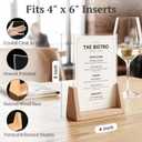 EHWINE 8 Pack 4x6 Acrylic Sign Holder with Wood Base, 2-in-1 Vertical & Slant Back Display, U-Shaped Clear Menu Holder Stand with Non-Slip Base Pads for Table, Desk, Countertop, Restaurant